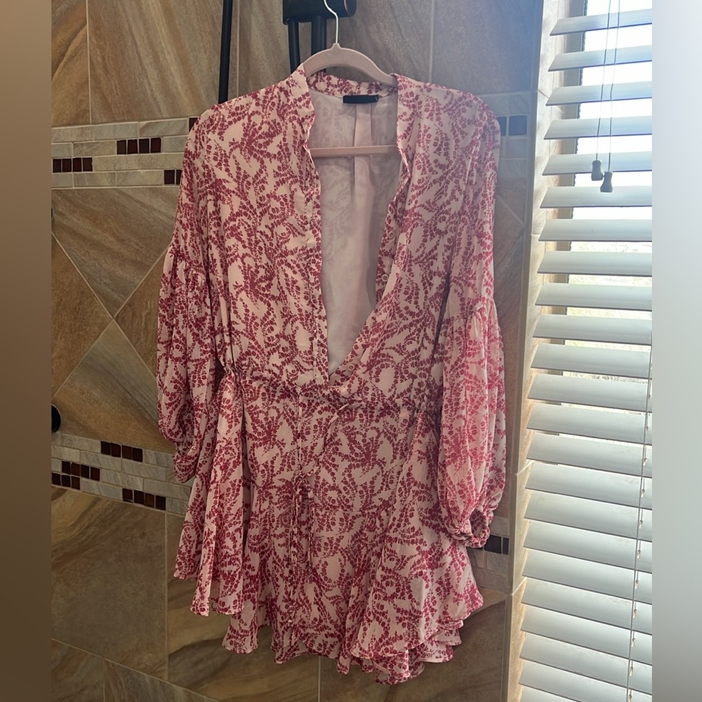 Pink floral midi dress!
